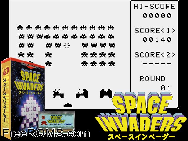 Space Invaders (J) [M][!] Wonderswan game showing 3D box cover and gameplay screenshot